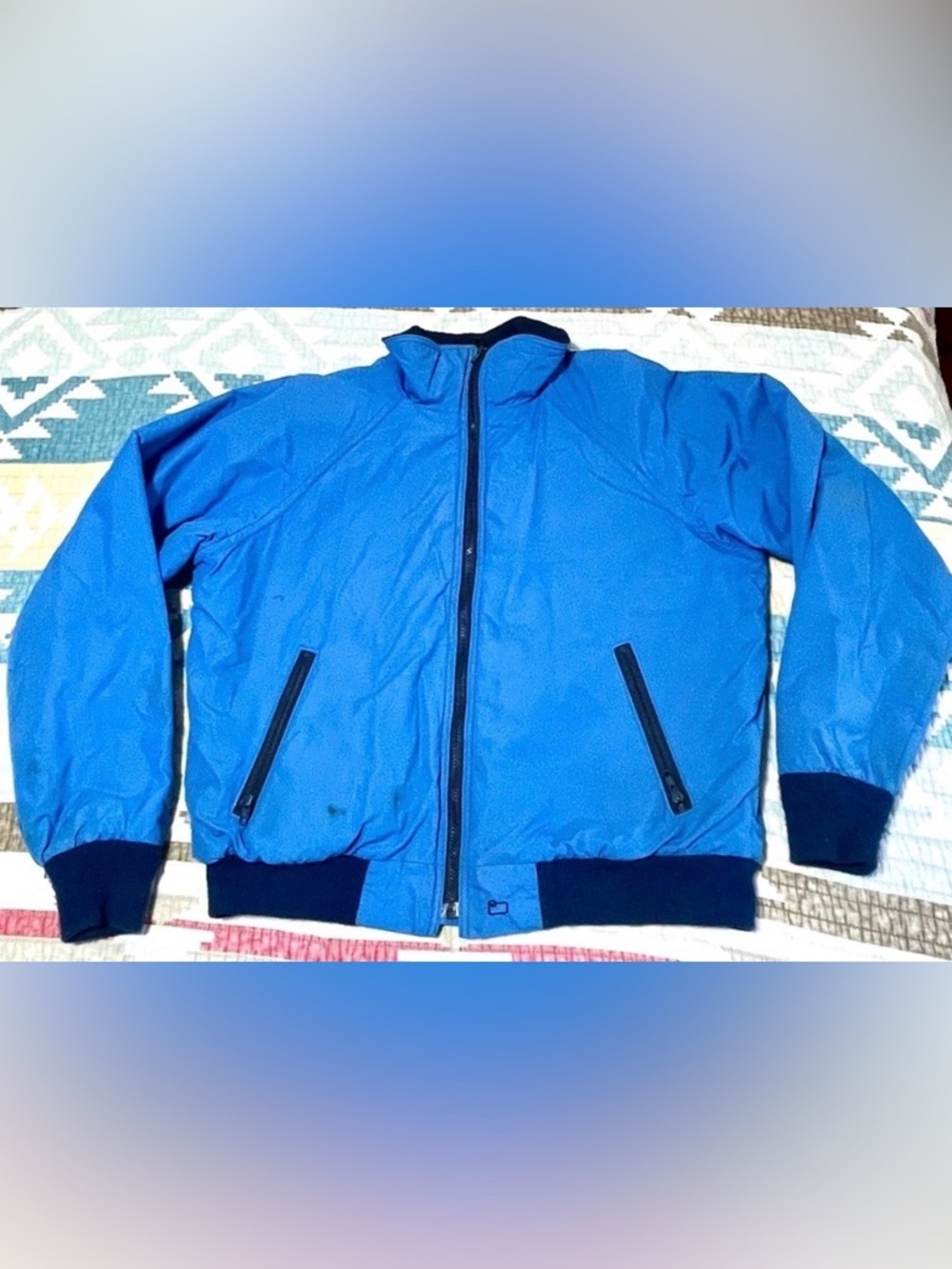 Woolrich Vintage Blue Teton Nylon & Fleece Jacket Men’s Large Made in USA EUC